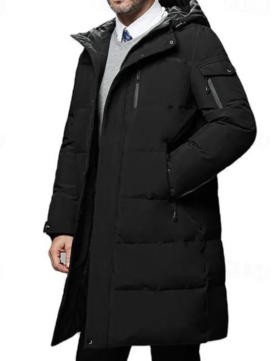 Outlet OUKU Men's Winter Coat Down Jacket Puffer Jacket Cardigan Long Daily Wear Vacation To-Go Casual / Daily Winter Solid / Plain Color Black Green Gray Puffer Jacket