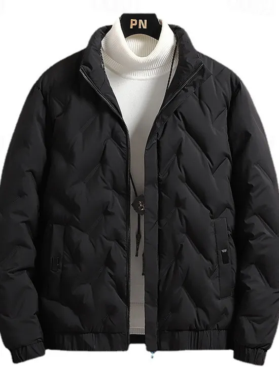 Clearance OUKU Men's Winter Coat Down Jacket Zipper Pocket Duck Down Vacation Going out To-Go Outdoor Casual / Daily Winter Pure Color Black Beige Gray Puffer Jacket