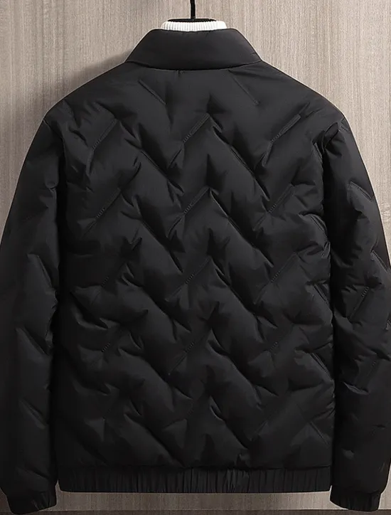 Clearance OUKU Men's Winter Coat Down Jacket Zipper Pocket Duck Down Vacation Going out To-Go Outdoor Casual / Daily Winter Pure Color Black Beige Gray Puffer Jacket