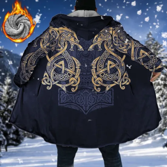 Outlet OUKU Men's Winter Coat Fleece Jacket Coat Sports & Outdoor Daily Wear Warm Breathable Zipper Pocket Fall & Winter Graphic Prints Totem Fashion Streetwear Hoodie Long Regular Fit Black Blue Purple Green