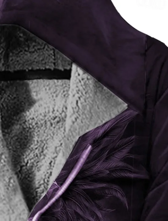 Sale OUKU Men's Winter Coat Fleece Jacket Jacket Daily Wear Vacation Fleece Lining With Pockets Print Front Pocket Fall & Winter Cross Streetwear Sport Hoodie Regular Blue Red Purple Brown Green Jacket