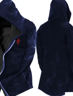OUKU Men's Winter Coat Fleece Jacket Jacket Daily Wear Vacation Fleece Lining With Pockets Print Front Pocket Fall & Winter Graphic Prints Streetwear Sport Hoodie Regular Wine Black Yellow Blue Purple