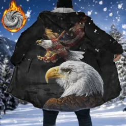 Hot OUKU Men's Winter Coat Fleece Jacket Coat Sports & Outdoor Daily Wear Warm Breathable Zipper Pocket Fall & Winter Animal Graphic Prints Fashion Streetwear Hoodie Long Regular Fit Black Red Blue Purple