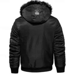 Discount OUKU Men's Winter Coat Fleece Jacket Parka Pocket Fleece Polyster Fleece lined Daily Wear Date Vacation Regular Fashion Casual Comfortable Thermal Warm Fall & Winter Letter Black Red Blue Puffer Jacket