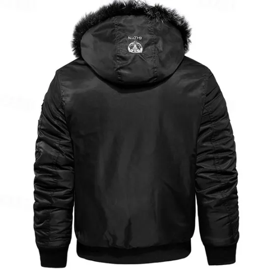 Discount OUKU Men's Winter Coat Fleece Jacket Parka Pocket Fleece Polyster Fleece lined Daily Wear Date Vacation Regular Fashion Casual Comfortable Thermal Warm Fall & Winter Letter Black Red Blue Puffer Jacket