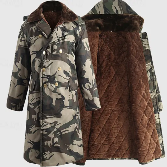 Outlet OUKU Men's Winter Coat Hiking Fleece Jacket Winter Outdoor Camo Thermal Warm Fleece Lining Windproof Scratch Resistant Outerwear Traveling Green Khaki Grey
