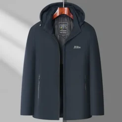 Hot OUKU Men's Winter Coat Long Winter Solid / Plain Color Casual Regular Black Dark Blue Jacket