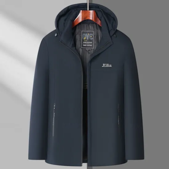 Hot OUKU Men's Winter Coat Long Winter Solid / Plain Color Casual Regular Black Dark Blue Jacket