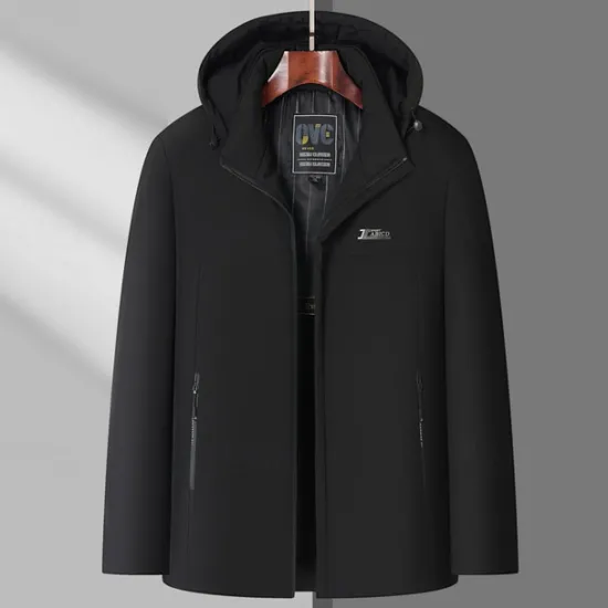 Hot OUKU Men's Winter Coat Long Winter Solid / Plain Color Casual Regular Black Dark Blue Jacket