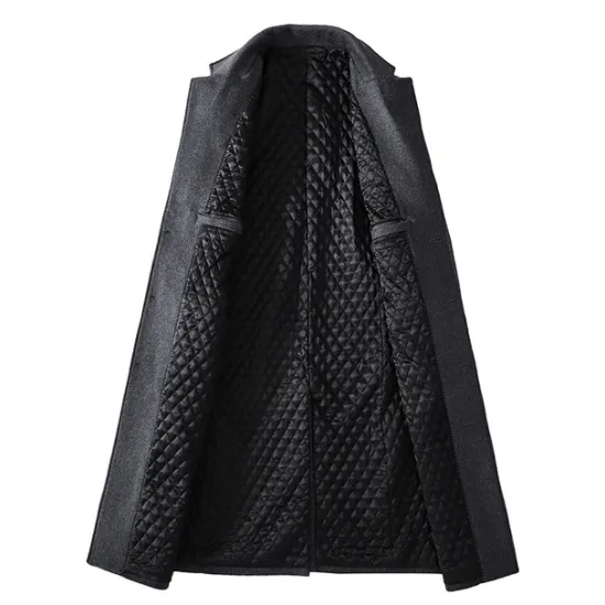 Sale OUKU Men's Winter Coat Overcoat Trench Coat Office & Career Daily Wear Winter Wool Thermal Warm Washable Outerwear Clothing Apparel Fashion Warm Ups Solid Colored Multi Pocket Turndown Single Breasted