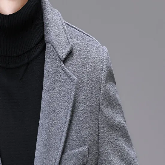 Sale OUKU Men's Winter Coat Overcoat Trench Coat Office & Career Daily Wear Winter Wool Thermal Warm Washable Outerwear Clothing Apparel Fashion Warm Ups Solid Colored Multi Pocket Turndown Single Breasted