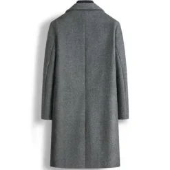 Online OUKU Men's Winter Coat Overcoat Peacoat Outdoor Daily Wear Fall & Winter Polyester Thermal Warm Waterproof Outerwear Clothing Apparel Fashion Streetwear Plain Lapel Double Breasted