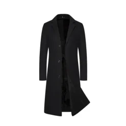 Sale OUKU Men's Winter Coat Overcoat Trench Coat Outdoor Daily Wear Fall & Winter Polyester Thermal Warm Windproof Outerwear Clothing Apparel Fashion Streetwear Plain Lapel Single Breasted