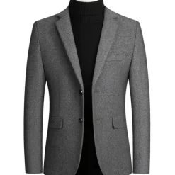 Best OUKU Men's Winter Coat Overcoat Trench Coat Daily Winter Polyester Thermal Warm Washable Outerwear Clothing Apparel Business Blazers Solid Colored Pocket Lapel Single Breasted