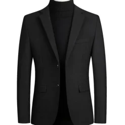 Best OUKU Men's Winter Coat Overcoat Trench Coat Daily Winter Polyester Thermal Warm Washable Outerwear Clothing Apparel Business Blazers Solid Colored Pocket Lapel Single Breasted