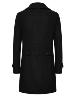 Online OUKU Men's Winter Coat Overcoat Peacoat Long Trench Coat Outdoor Daily Wear Fall & Winter 95% polyester 5% cotton Warm Outerwear Clothing Apparel Fashion Streetwear Plain Lapel Double Breasted