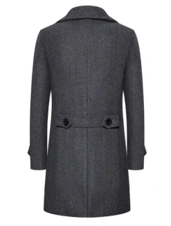 Online OUKU Men's Winter Coat Overcoat Peacoat Long Trench Coat Outdoor Daily Wear Fall & Winter 95% polyester 5% cotton Warm Outerwear Clothing Apparel Fashion Streetwear Plain Lapel Double Breasted