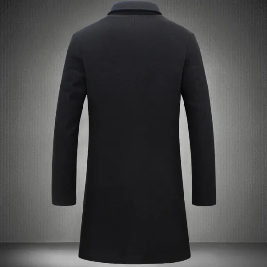OUKU Men's Winter Coat Overcoat Long Trench Coat Outdoor Daily Wear Fall & Winter 95% Polyester 5% Spandex Outerwear Clothing Apparel Fashion Streetwear Plain Lapel Double Breasted