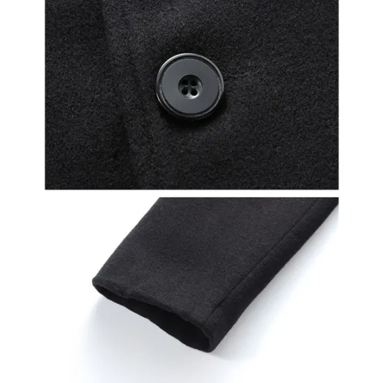 OUKU Men's Winter Coat Overcoat Long Trench Coat Outdoor Daily Wear Fall & Winter 95% Polyester 5% Spandex Outerwear Clothing Apparel Fashion Streetwear Plain Lapel Double Breasted