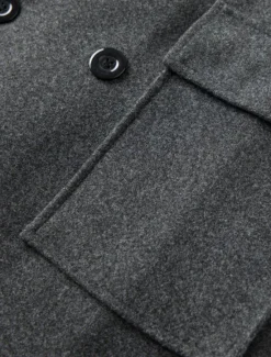 Online OUKU Men's Winter Coat Overcoat Long Trench Coat Outdoor Daily Wear Fall Winter Polyester Outerwear Clothing Apparel Fashion Streetwear Plain Lapel Double Breasted