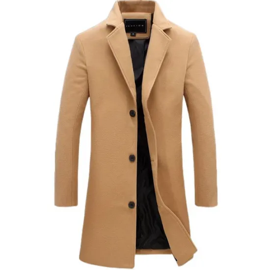 Discount OUKU Men's Winter Coat Overcoat Business Casual Winter Polyester Thermal Warm Windbreaker Outerwear Clothing Apparel Business Classical