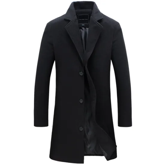 Discount OUKU Men's Winter Coat Overcoat Business Casual Winter Polyester Thermal Warm Windbreaker Outerwear Clothing Apparel Business Classical