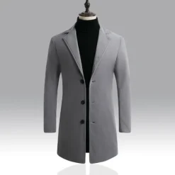 Discount OUKU Men's Winter Coat Overcoat Business Casual Winter Polyester Thermal Warm Windbreaker Outerwear Clothing Apparel Business Classical