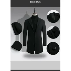 Discount OUKU Men's Winter Coat Overcoat Business Casual Winter Polyester Thermal Warm Windbreaker Outerwear Clothing Apparel Business Classical