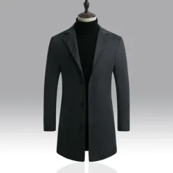 Discount OUKU Men's Winter Coat Overcoat Business Casual Winter Polyester Thermal Warm Windbreaker Outerwear Clothing Apparel Business Classical