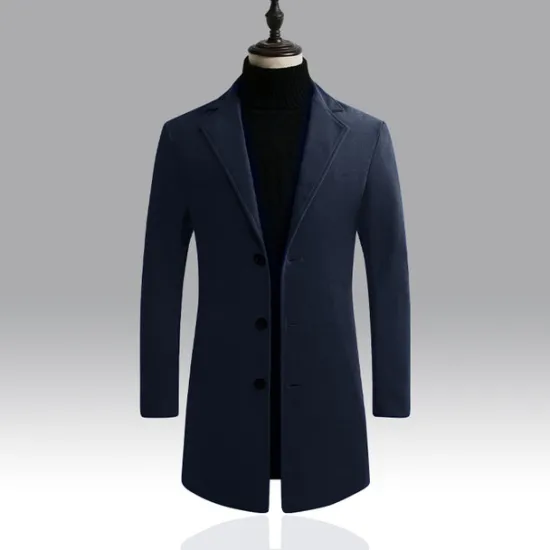 Discount OUKU Men's Winter Coat Overcoat Business Casual Winter Polyester Thermal Warm Windbreaker Outerwear Clothing Apparel Business Classical