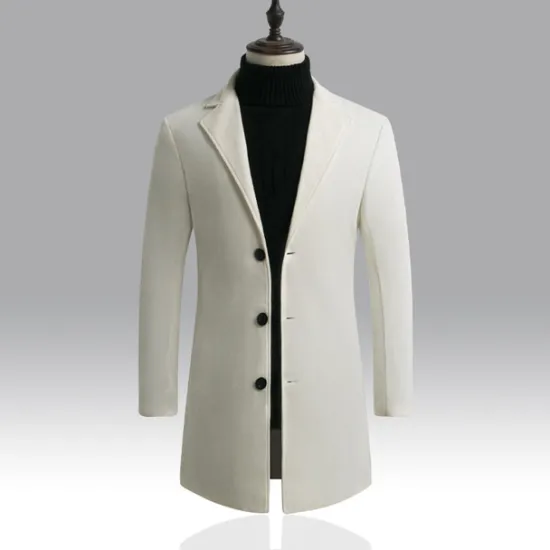 Discount OUKU Men's Winter Coat Overcoat Business Casual Winter Polyester Thermal Warm Windbreaker Outerwear Clothing Apparel Business Classical