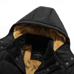 New OUKU Men's Winter Coat Parka Pocket Polyster Fleece lined Vacation Daily Wear Date Regular Fashion Casual Comfortable Thermal Warm Fall & Winter Solid / Plain Color Puffer Jacket Black