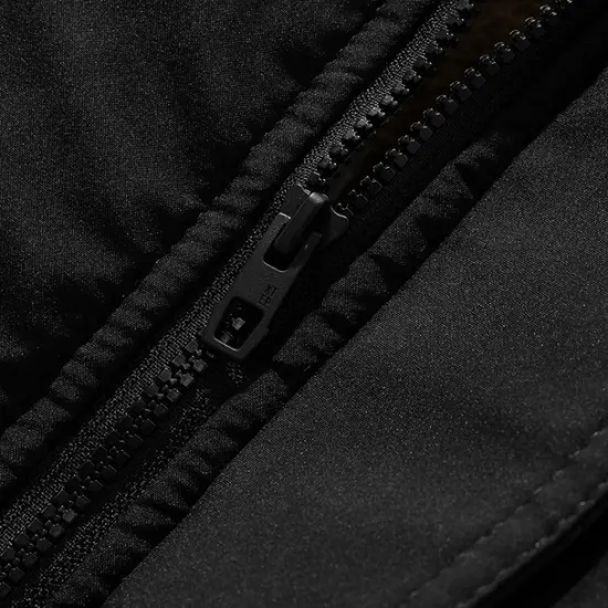 New OUKU Men's Winter Coat Parka Pocket Polyster Fleece lined Vacation Daily Wear Date Regular Fashion Casual Comfortable Thermal Warm Fall & Winter Solid / Plain Color Puffer Jacket Black