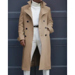 Hot OUKU Men's Winter Coat Peacoat Business Casual Winter Polyester Windproof Warm Outerwear Clothing Apparel Stylish Casual non-printing Pure Color Pocket Stand Collar Single Breasted