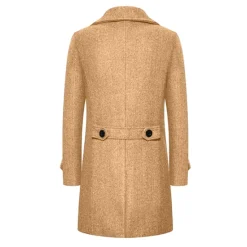 Best OUKU Men's Winter Coat Peacoat Trench Coat Outdoor Daily Wear Fall & Winter 95% polyester 5% cotton Outerwear Clothing Apparel Fashion Streetwear Plain Lapel Double Breasted
