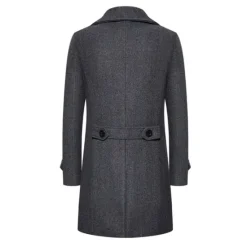Best OUKU Men's Winter Coat Peacoat Trench Coat Outdoor Daily Wear Fall & Winter 95% polyester 5% cotton Outerwear Clothing Apparel Fashion Streetwear Plain Lapel Double Breasted