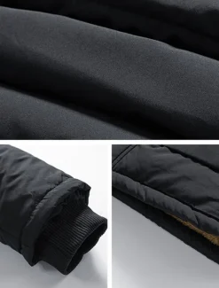 New OUKU Men's Winter Coat Puffer Jacket Fleece Jacket Padded Jacket Pocket Polyster Vacation Daily Wear Date Regular Fashion Casual Comfortable Thermal Warm Fall & Winter Solid / Plain Color Black Dark Blue