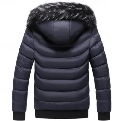 Best OUKU Men's Winter Coat Puffer Jacket Padded Pocket Detachable Hood Polyster Vacation Daily Wear Date Regular Fashion Casual Comfortable Thermal Warm Fall & Winter Color Block Wine Black Yellow Dark Green