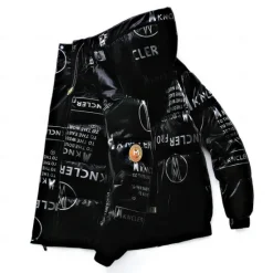 Hot OUKU Men's Winter Coat Puffer Jacket Hoodie Jacket Imitation Silk Cotton Hoodie Outdoor Casual Daily Short Windproof Warm Fall & Winter Solid / Plain Color Silver Black White Puffer Jacket