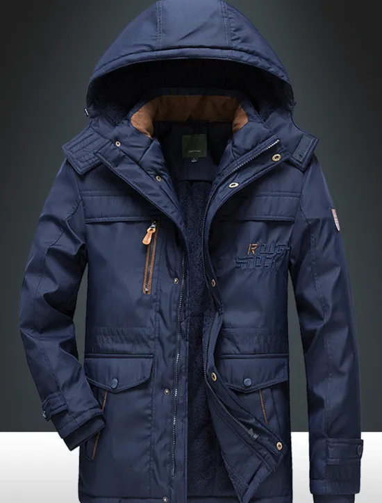 Outlet OUKU Men's Winter Coat Puffer Jacket Parka Pocket Full Zip Outdoor Daily Long Sporty Casual Thermal Warm Breathable Fall Winter Solid Color Black Army Green Royal Blue Khaki Puffer Jacket