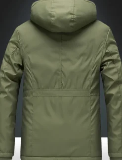 Outlet OUKU Men's Winter Coat Puffer Jacket Parka Pocket Full Zip Outdoor Daily Long Sporty Casual Thermal Warm Breathable Fall Winter Solid Color Black Army Green Royal Blue Khaki Puffer Jacket