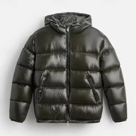 Sale OUKU Men's Winter Coat Puffer Jacket Padded Jacket Pocket Polyster Daily Wear Date Vacation Regular Fashion Casual Comfortable Thermal Warm Fall & Winter Solid / Plain Color Black Dark Green Puffer Jacket