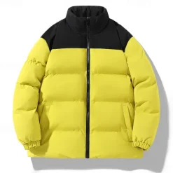 Hot OUKU Men's Winter Coat Puffer Jacket Padded Jacket Pocket Polyster Daily Wear Date Vacation Regular Fashion Casual Comfortable Thermal Warm Fall & Winter Color Block Black Yellow Purple Khaki Puffer Jacket