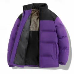 Hot OUKU Men's Winter Coat Puffer Jacket Padded Jacket Pocket Polyster Daily Wear Date Vacation Regular Fashion Casual Comfortable Thermal Warm Fall & Winter Color Block Black Yellow Purple Khaki Puffer Jacket