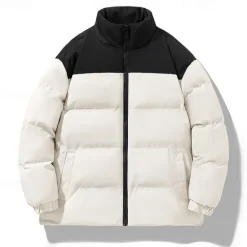 Hot OUKU Men's Winter Coat Puffer Jacket Padded Jacket Pocket Polyster Daily Wear Date Vacation Regular Fashion Casual Comfortable Thermal Warm Fall & Winter Color Block Black Yellow Purple Khaki Puffer Jacket