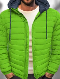 Discount OUKU Men's Winter Coat Puffer Jacket Quilted Jacket Transition Jacket Pocket Hooded Office & Career Date Casual Daily Warm Winter Color Block Black Red Navy Blue Blue Puffer Jacket