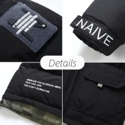 Discount OUKU Men's Winter Coat Puffer Jacket Quilted Jacket Padded Hooded Leisure Sports Going out Windproof Fall & Winter Solid / Plain Color Black Blue Khaki Puffer Jacket