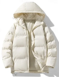 Sale OUKU Men's Winter Coat Puffer Jacket Padded Jacket Pocket Polyster Daily Wear Date Vacation Regular Fashion Casual Comfortable Thermal Warm Fall & Winter Solid / Plain Color Dark Grey Black Red Blue