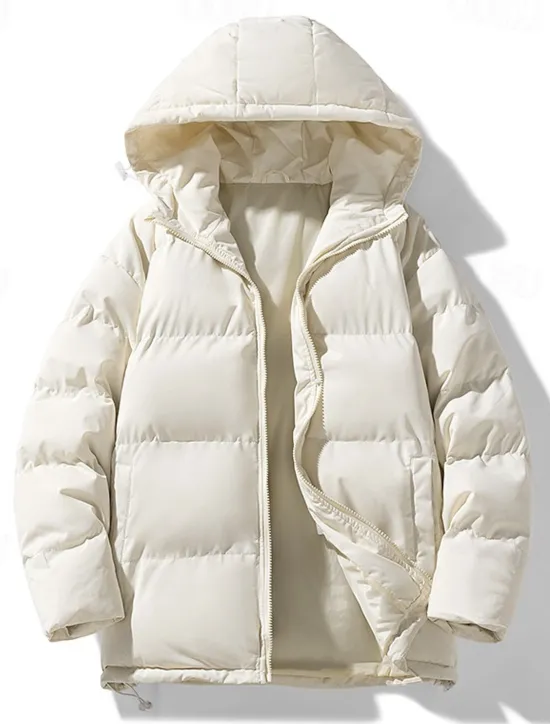 Sale OUKU Men's Winter Coat Puffer Jacket Padded Jacket Pocket Polyster Daily Wear Date Vacation Regular Fashion Casual Comfortable Thermal Warm Fall & Winter Solid / Plain Color Dark Grey Black Red Blue