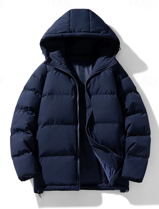 Sale OUKU Men's Winter Coat Puffer Jacket Padded Jacket Pocket Polyster Daily Wear Date Vacation Regular Fashion Casual Comfortable Thermal Warm Fall & Winter Solid / Plain Color Dark Grey Black Red Blue